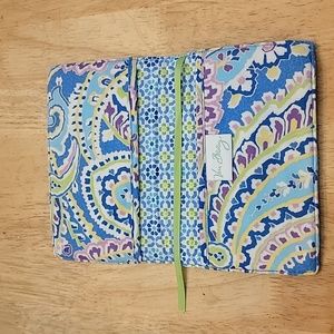 Vera Bradley Blue, Purple and Lime Paisley Quilted Organizer